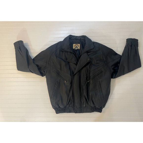 VINTAGE Phase 2 Leather Jacket Mens XL Black Bomber Riding Motorcycle Phase 2 - Picture 4 of 13
